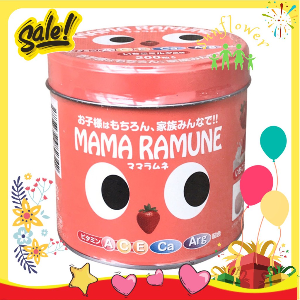 Kẹo cho trẻ biếng ăn Mama Ramune của Nhật Bản 200 viên
