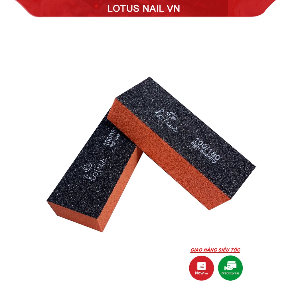 Phao dũa móng, phao nail vuông nhám sần Lotus màu cam đen