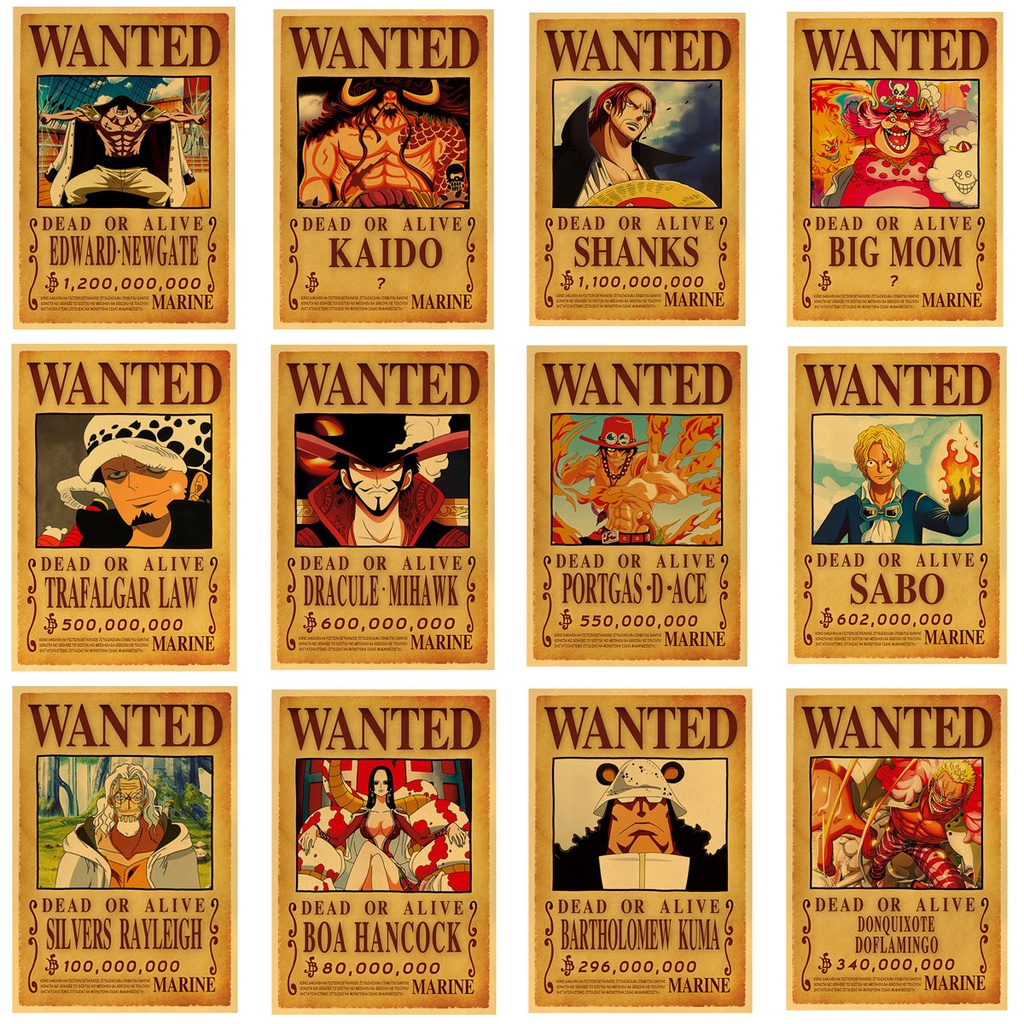 Poster Truy Nã One Piece cập nhật mới nhất - Tranh hoạt hình One Piece dùng trang trí nội thất | Z Decor