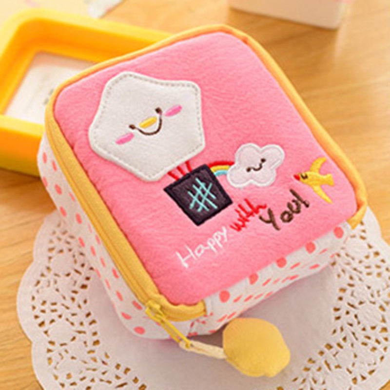 Túi Đựng Băng Vệ Sinh Bằng Vải Cotton Cỡ Lớn In Họa Tiết Hoạt Hình Đa Năng Jp5