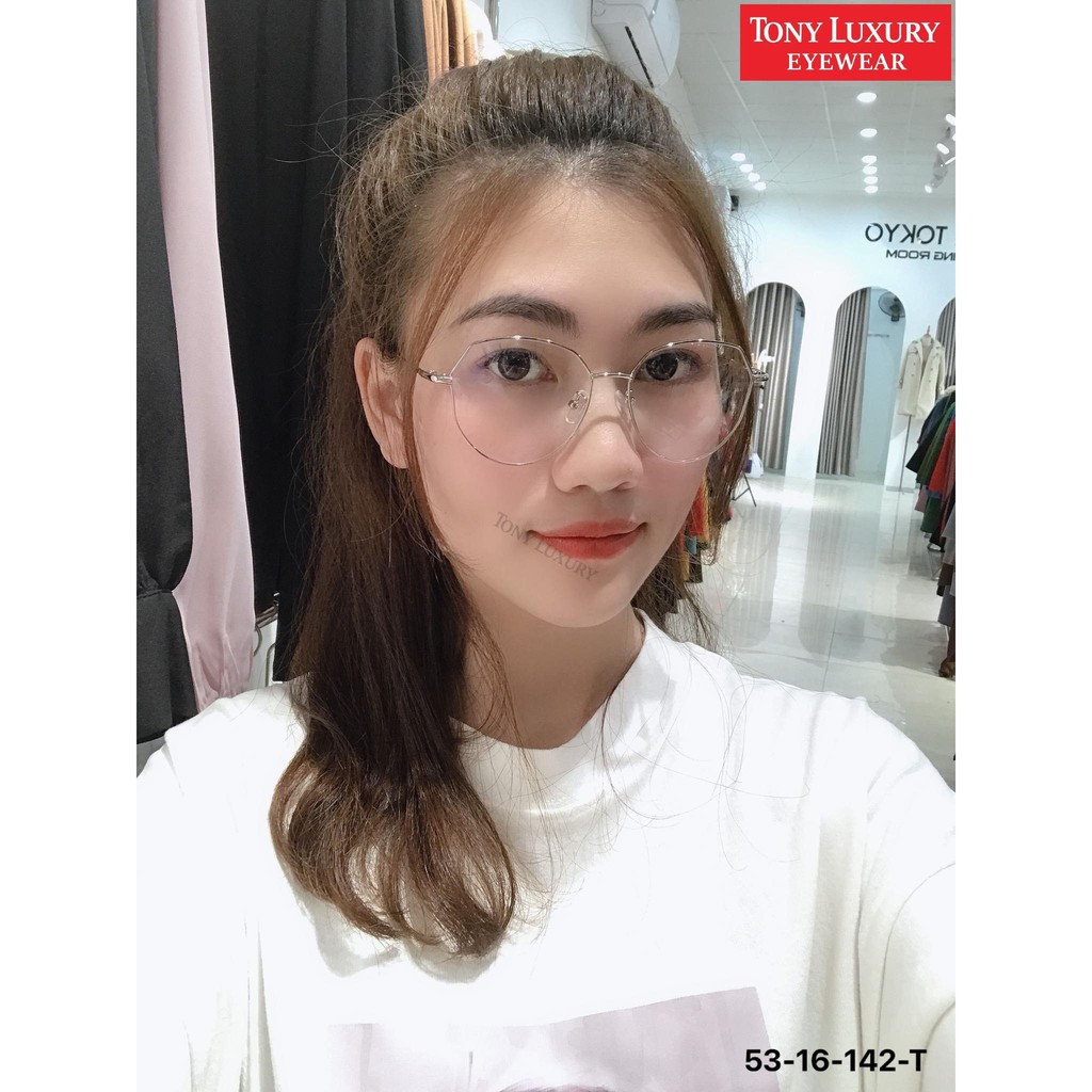 Gọng kính cận nam nữ Tony Luxury Eyewear chính hãng gọng nhựa kết hợp kim loại  53-16-142 - nhận cắt Tròng Cận Viễn Loạn