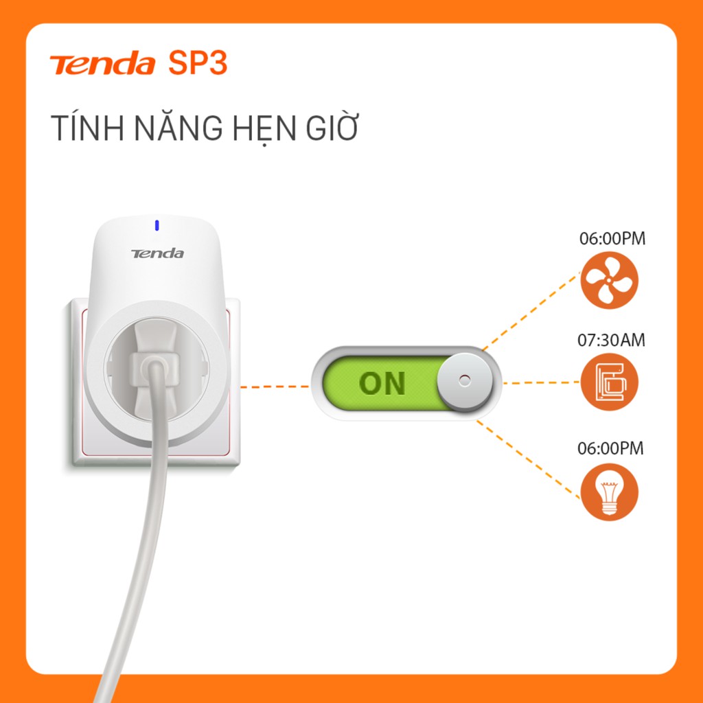 Ổ Cắm Điện WIFI Thông Minh Tenda SP3 Điều Khiển Từ Xa - Chính Hãng BH 3 NĂM