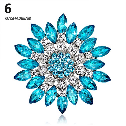 ♉GD Women Fashion Flower Brooch Crystal Rhinestone Jewelry for Wedding Party Gift