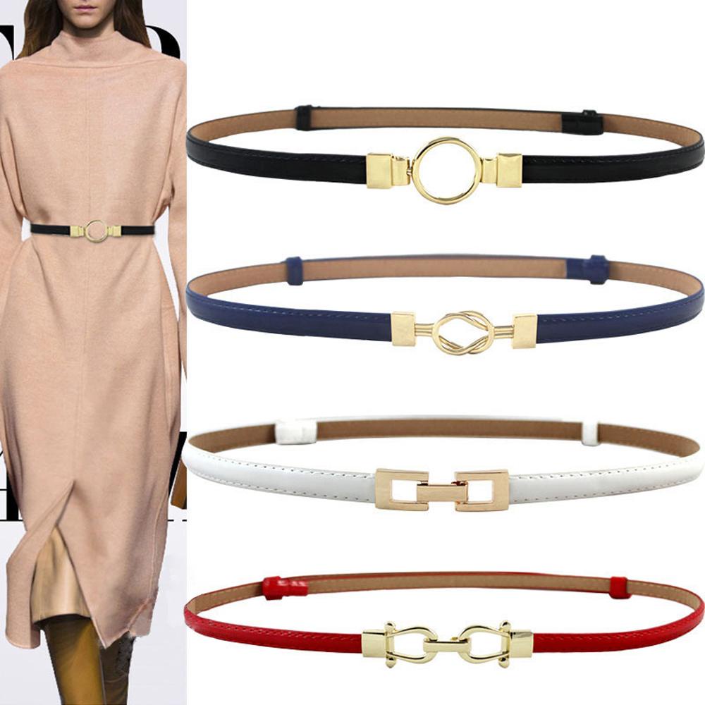 USNOW Thắt Lưng Da Pu Bản Nhỏ Co Giãn Thời Trang Cho Nữ