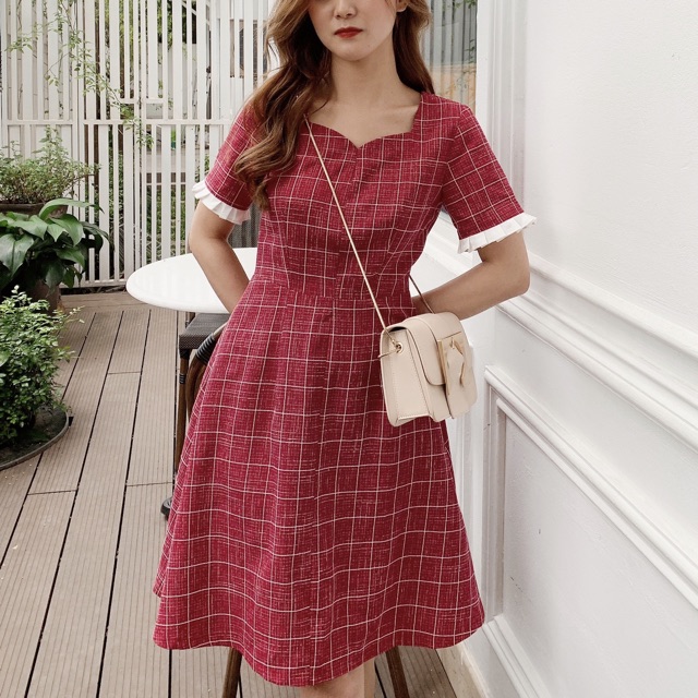 HaNi Dress Váy tay xếp bèo