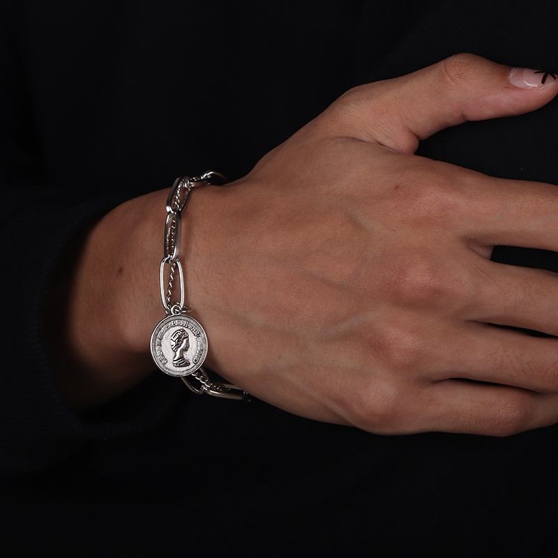 Vòng Tay Nhiều Lớp Mặt Hình Đồng Xu Phong Cách Âu Mỹ Cổ Điển Mới