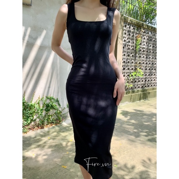 Đầm body dáng dài ba lỗ khoét lưng cột dây sexy cá tính FIRE.VN1
