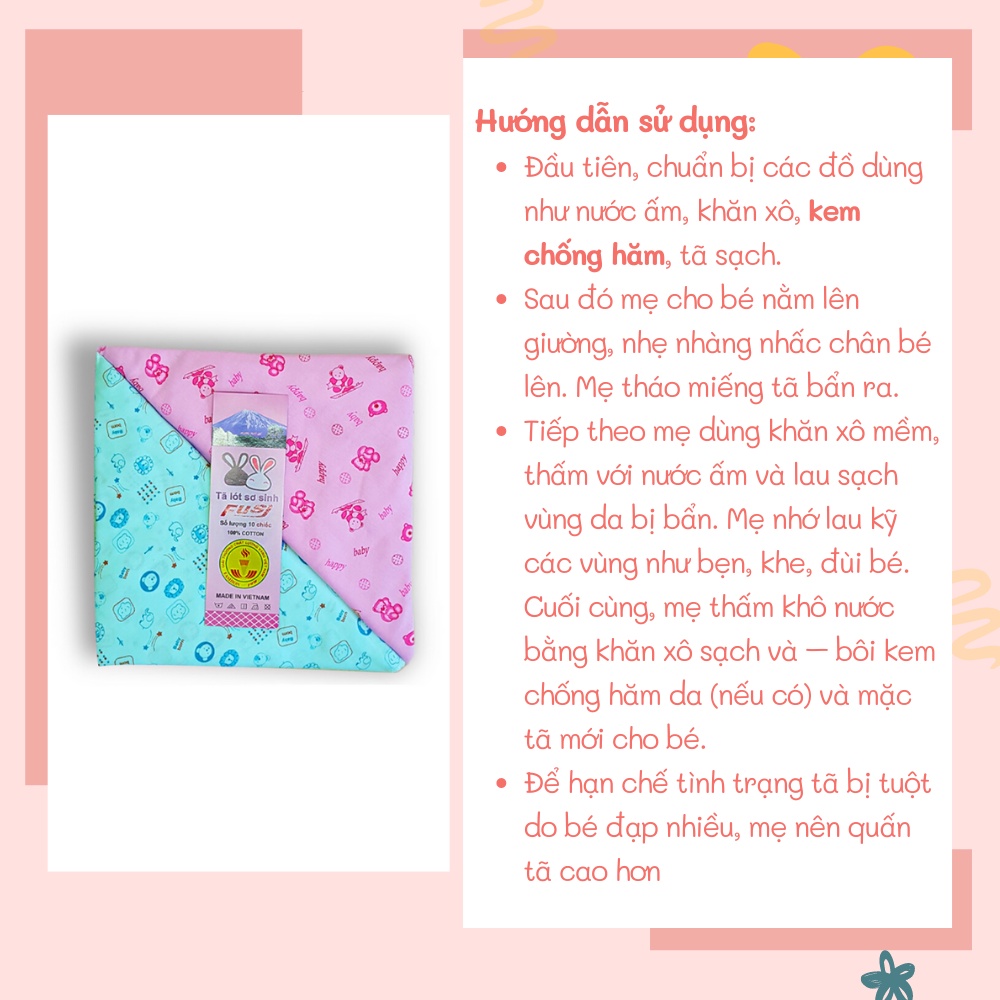 Tã chéo sơ sinh cotton BEPIKA in hình dễ thương cho bé kích thước 70x105cm