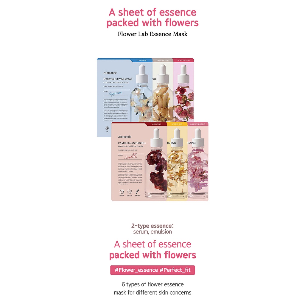 Mặt nạ giấy tinh chất cô đặc Mamonde Flower Ampoule Mask 23ml / Flower Lab Essence Mask 25ml
