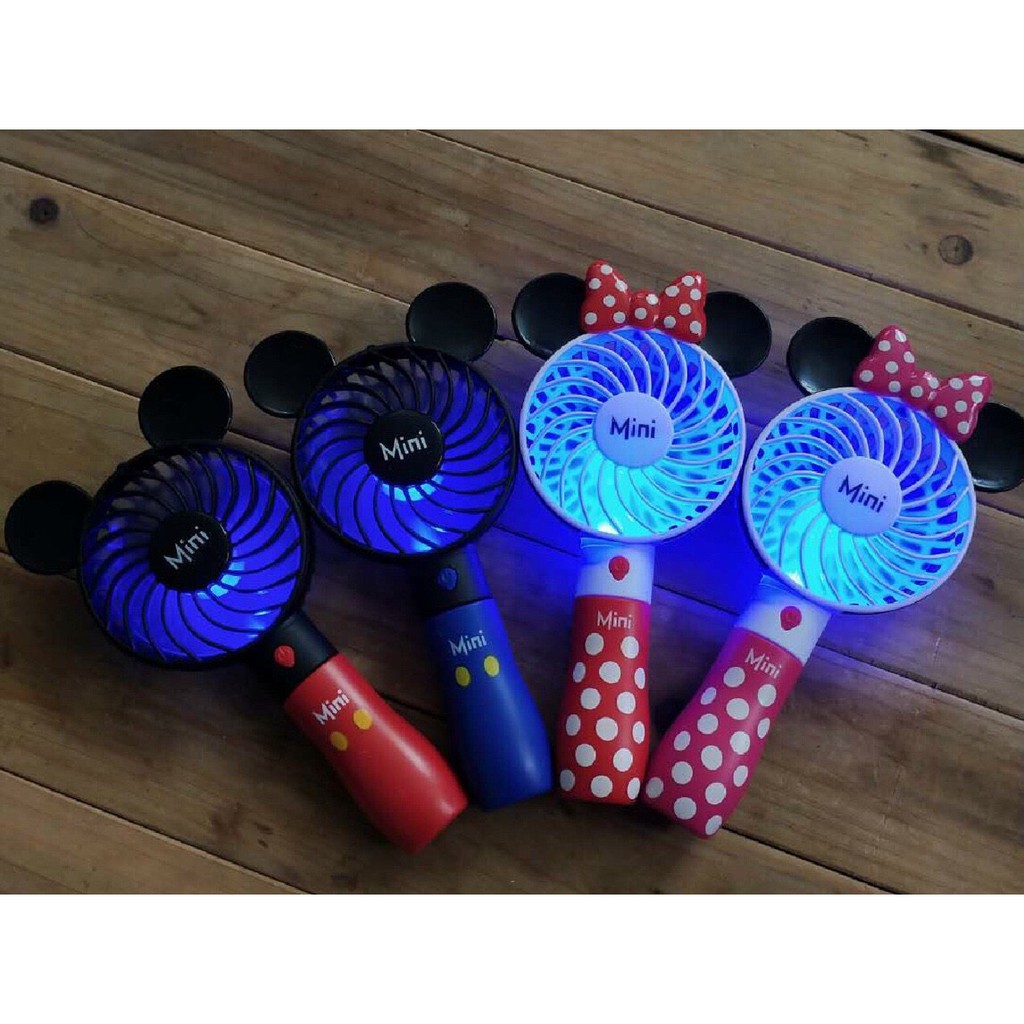 Quạt Mini Cầm Tay Hình Chuột Mickey Sạc Usb Siêu Đáng Yêu Cho Bé