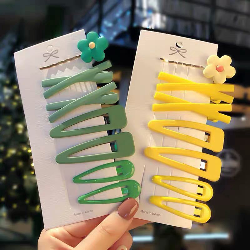 Set 7 Kẹp Tóc Hình Hoa / Vương Miện Màu Sắc Ngọt Ngào Dễ Thương Cho Bé Gái