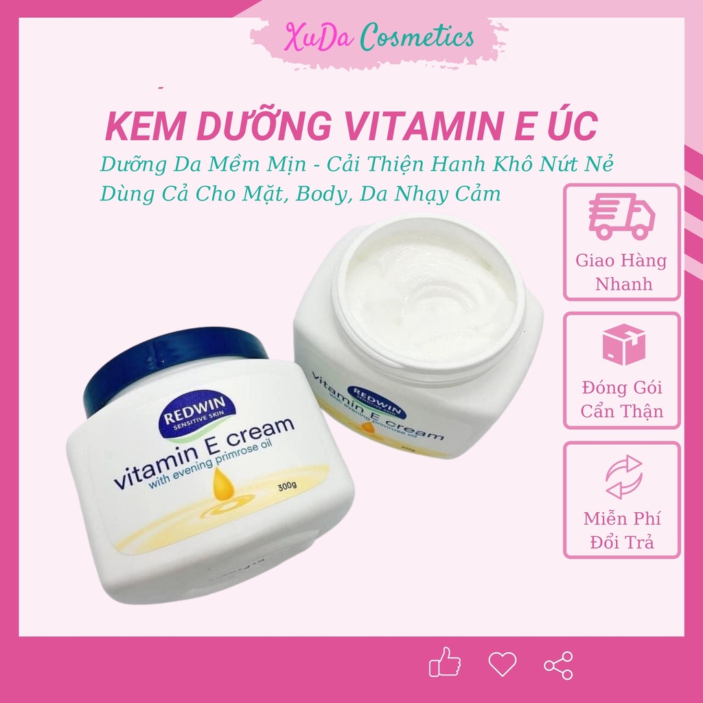 Kem dưỡng da vitamin e redwin úc vitamine cream dưỡng ẩm da mặt body dùng được cho da nhạy cảm da em bé hũ 300g