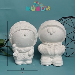 Tượng tô màu cao cấp SIZE XXL DORAEMON WINTER, tượng thạch cao MUNDO