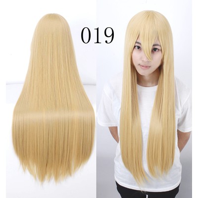 Wig cơ bản 80cm tóc giả cosplay tone màu vàng - nâu