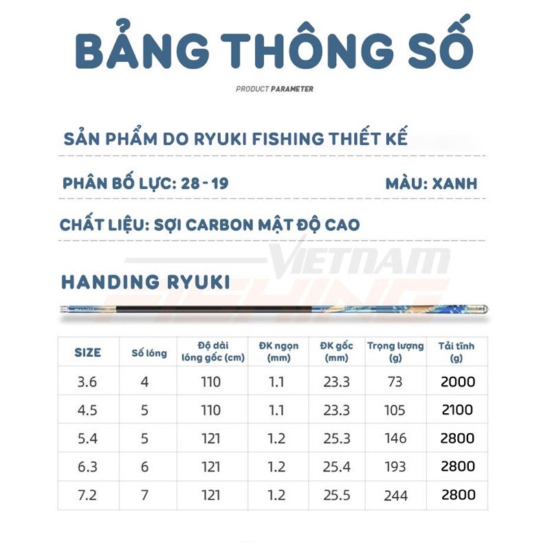 Cần câu tay HANDING RYUKI 6H