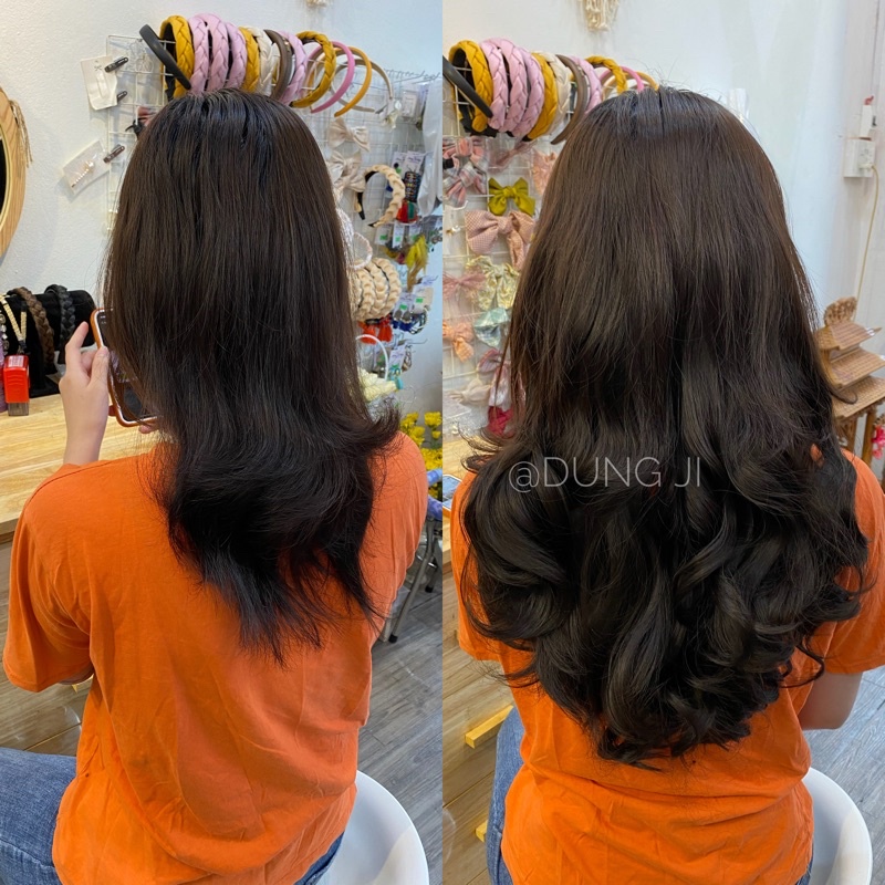 Ku15  Tóc giả kẹp u xoăn đẹp 55cm