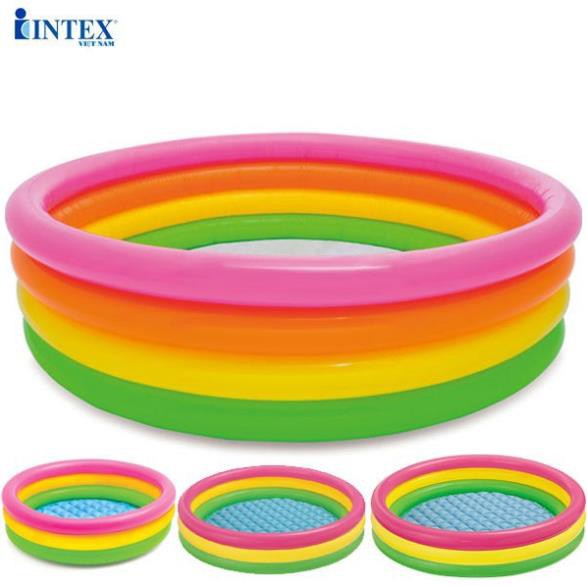Bể bơi phao cho bé INTEX màu cầu vồng nhiều tầng đủ size