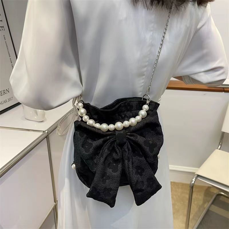 Túi Xách Đeo Chéo Đính Ngọc Trai Và Nơ Phong Cách Hàn Quốc Dễ Thương Thời Trang Mùa Hè Dành Cho Nữ