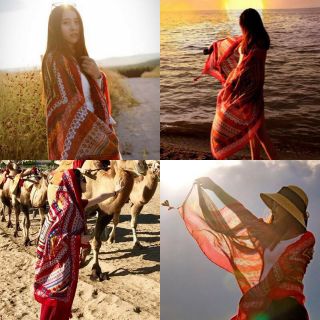 Khăn choàng boho đỏ hàng cao cấp