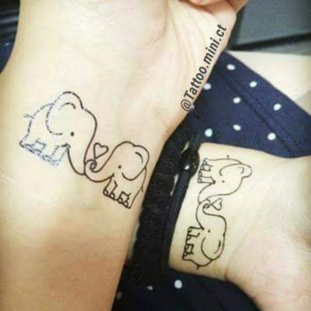 Hình xăm đôi tatoo mini động vật con voi x279. Xăm dán tatoo mini tạm thời, size &lt;10x6cm