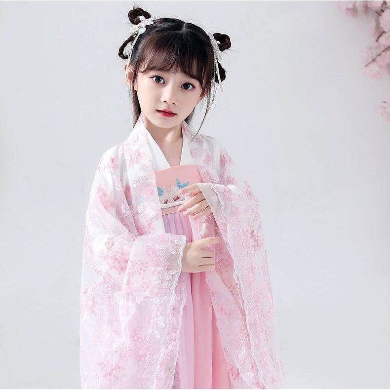 đồ bộ cho béTrẻ em Hanfu Cô gái Bé Mỏng Tang Bộ đồ cổ trang Phong cách Trung Quốc Váy mùa hè cho siêu tích