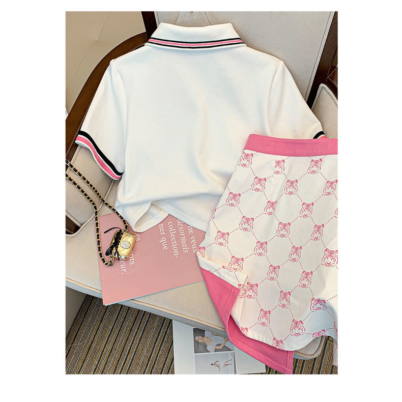 Set đồ 2 mảnh gồm áo thun polo và chân váy thời trang mùa hè cho nữ (có bán lẻ)