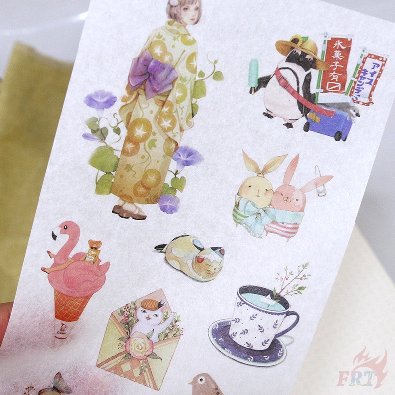 Set 6 Tờ Sticker Hình Sakura Girl Dùng Trang Trí Sổ Tay Diy