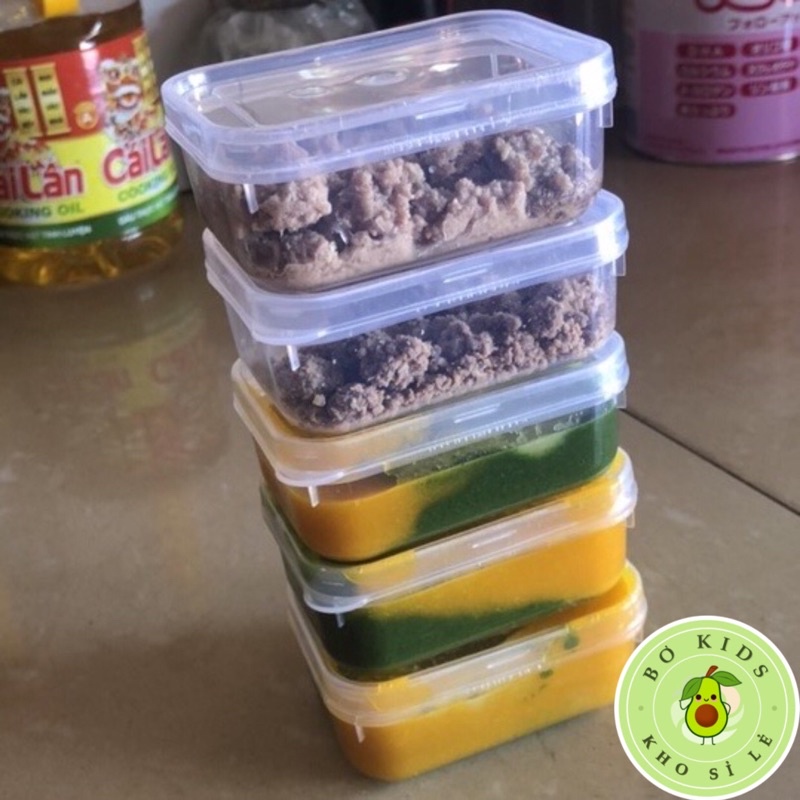 Bộ 5 hộp lạnh bầu đựng thức ăn Việt Nhật -Hộp trữ đồ đông đồ ăn dặm cho bé (MS:6685) an toàn tiện lợi