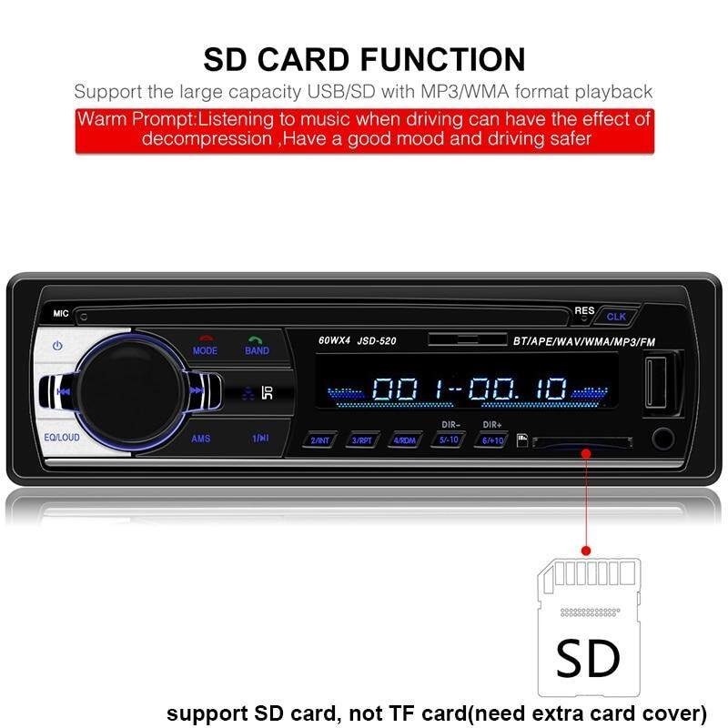 Máy Nghe Nhạc MP3 12-24V 1 Din Bluetooth/USB/AUX/SD/FM Tích Hợp Thẻ Nhớ 4GB TF Cho Xe Hơi