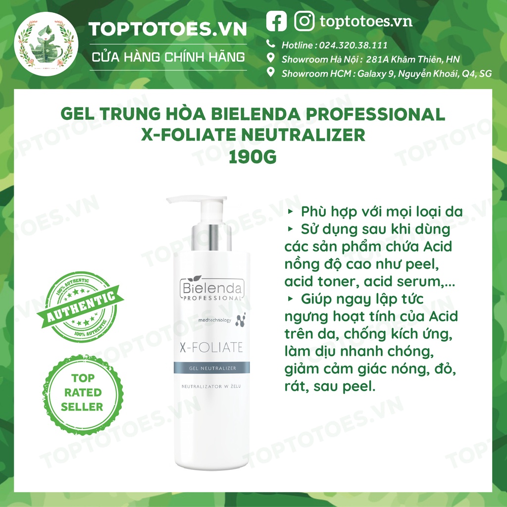 Gel trung hòa Bielenda Professional X-foliate Neutralizer ngăn ngừa kích ứng khi peel - 190g