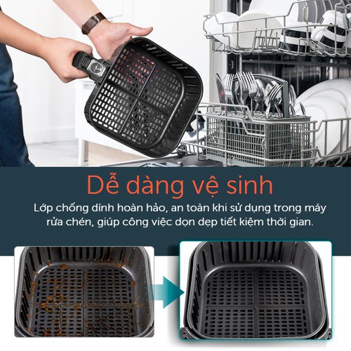 NỒI CHIÊN KHÔNG DẦU COSORI CO158 (5,5 lít) - ĐEN - Hàng Chính Hãng bởi Kitchen Art