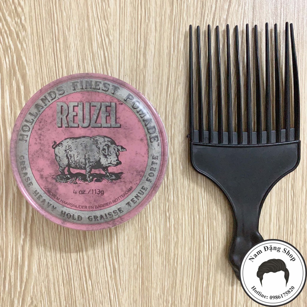 Pomade vuốt tóc Reuzel Pink 113g + Tặng Lược Chải Pomade Chuyên Dụng Afro Pick