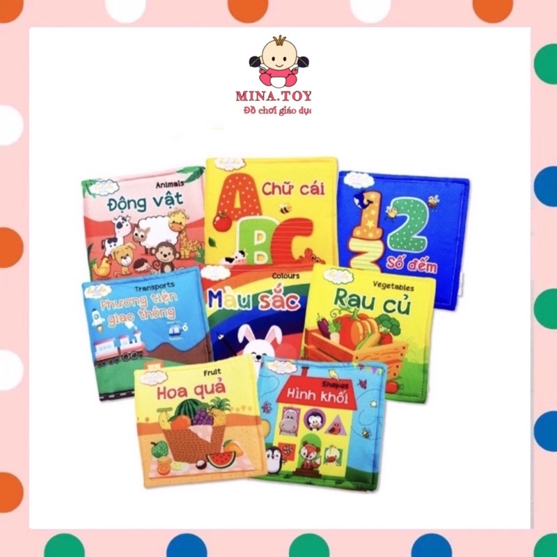 SÁCH VẢI LALALA BABY CỠ 15x15CM - Kích thích đa giác quan, bé làm quen với kiến thức cơ bản về thế giới xung quanh