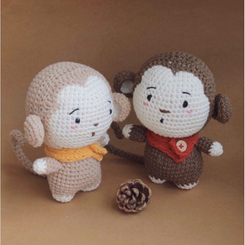Thú bông khỉ con bằng len handmade