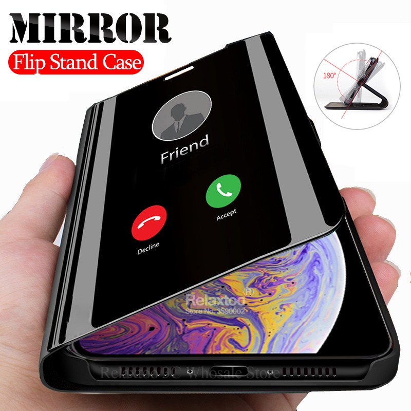 Đối với apple iphone 15 14 pro max 14 plus iphone 13 12 pro max smart clear view mirror case flip stand auto sleep leather phone cover