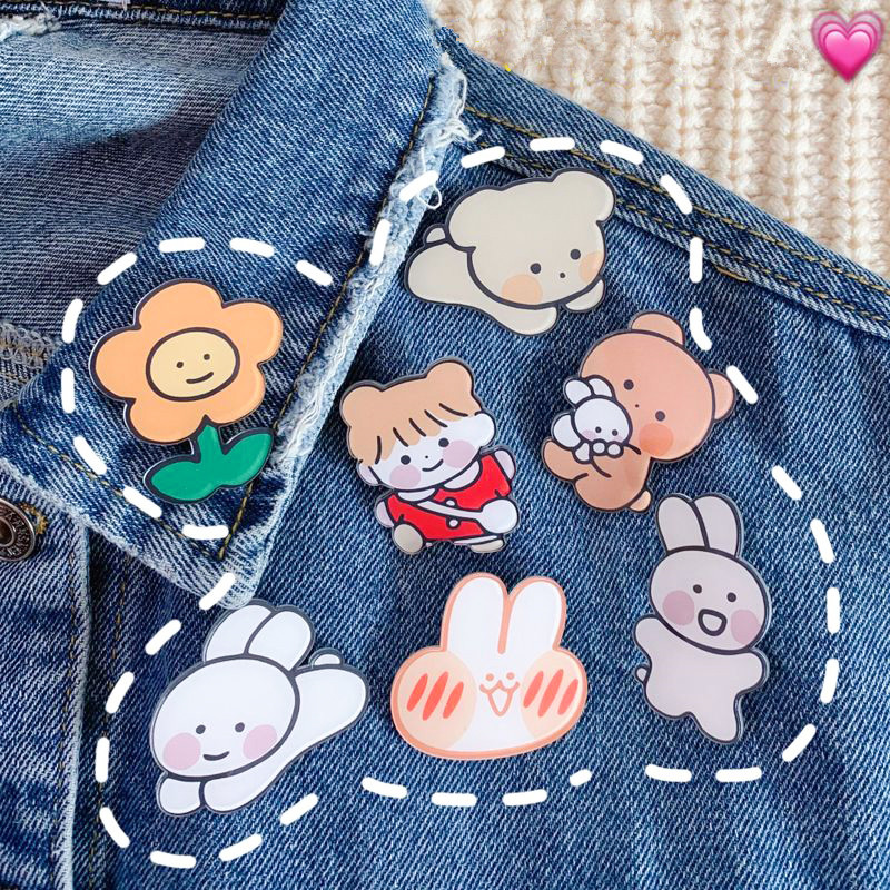 Trâm Cài Áo Hình Gấu Thỏ Hoạt Hình Đáng Yêu Dành Cho Bé