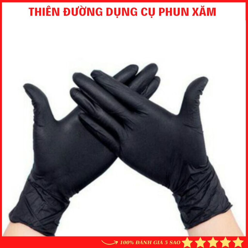 Găng tay đen y tế không bột siêu dai 100C DCPX-NTA, găng tay đa năng