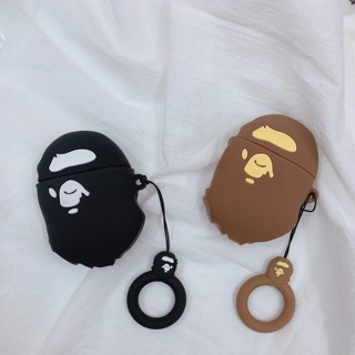 Ốp airpod / airpods hình bape khỉ nâu, đen case airpod