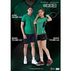Bộ thể thao nữ AVT04 Vina Sport áo tập cầu lông, gym, chạy bộ , quần đùi co giãn 4 chiều năng động thấm hút tốt