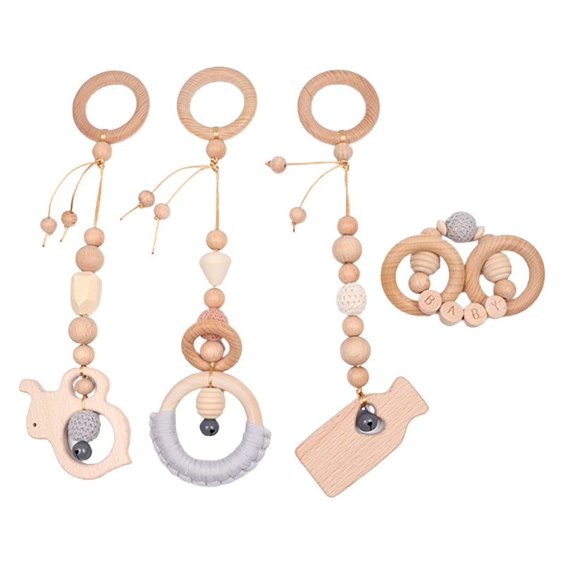 Set 4 Đồ Chơi Vòng Lục Lạc Treo Xe Đẩy / Tập Nhai Cho Bé Sơ Sinh