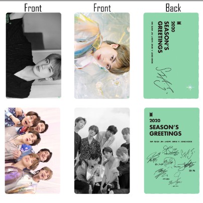 Mua 14 thẻ tặng 2 thẻ card nhựa BTS Season's Greetings 2020 có chữ ký, có in theo yêu cầu