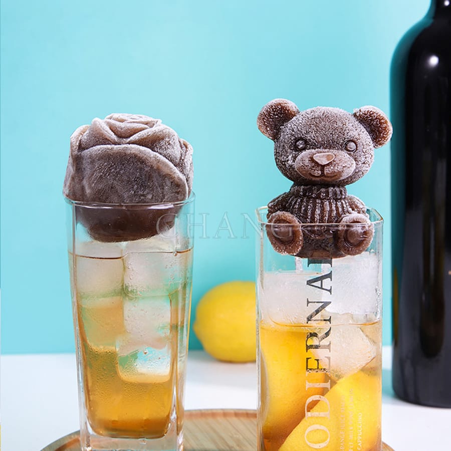 Khuôn Làm Đá Silicon Hình Gấu Teddy Xinh Xắn, Khay Đá Gấu Cute Trang Trí Đồ Uống, Làm Thạch