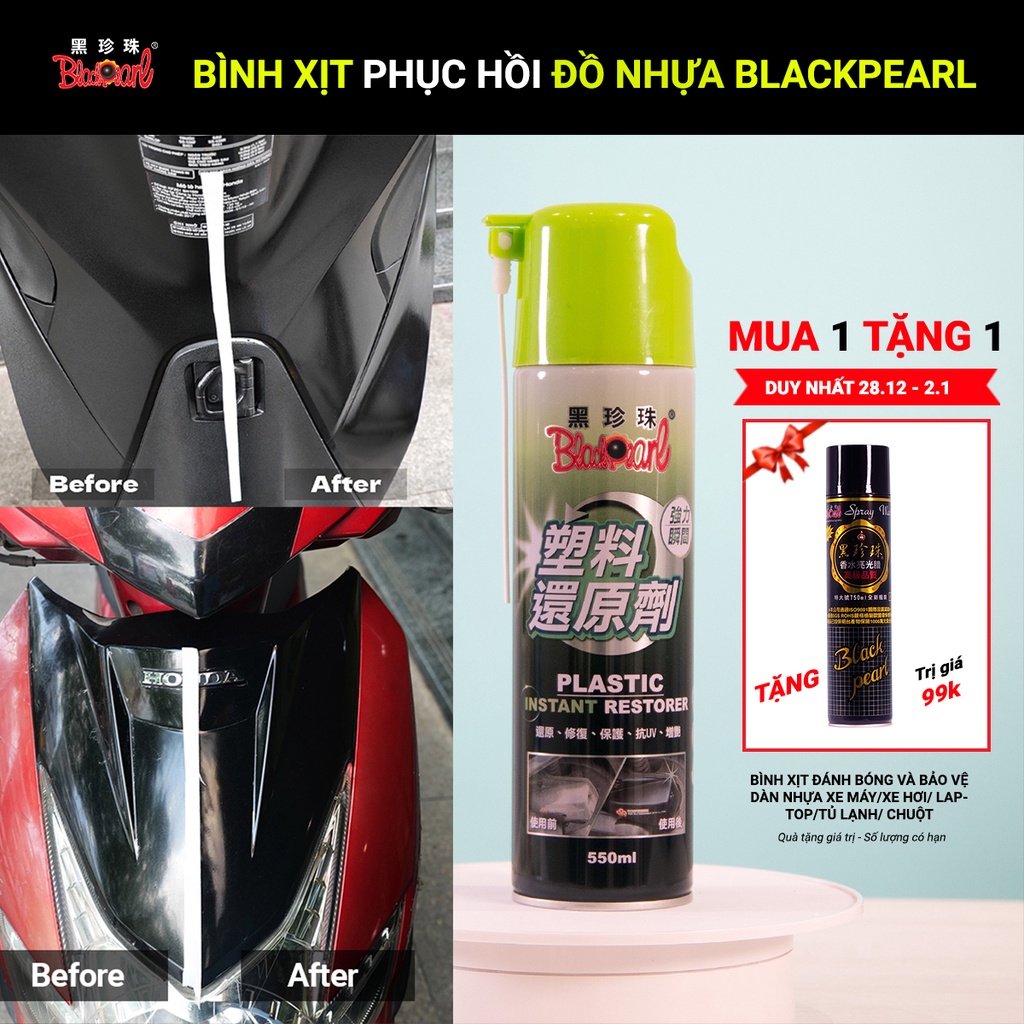 BÌNH XỊT PHỤC HỒI NHỰA XE MÁY/XE HƠI/ LAPTOP/CHUỘT BLACKPEARL 550ML