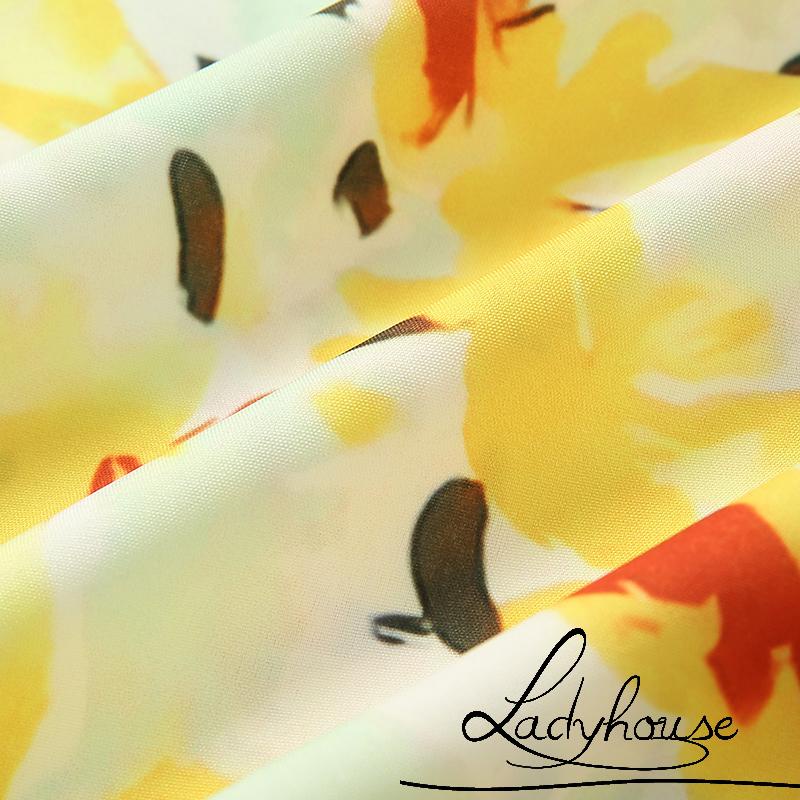 Ld- Đầm khoét cổ chữ v Hở Lưng In Họa Tiết Hoa Màu Vàng S/ M/ L/ XL Cho Nữ