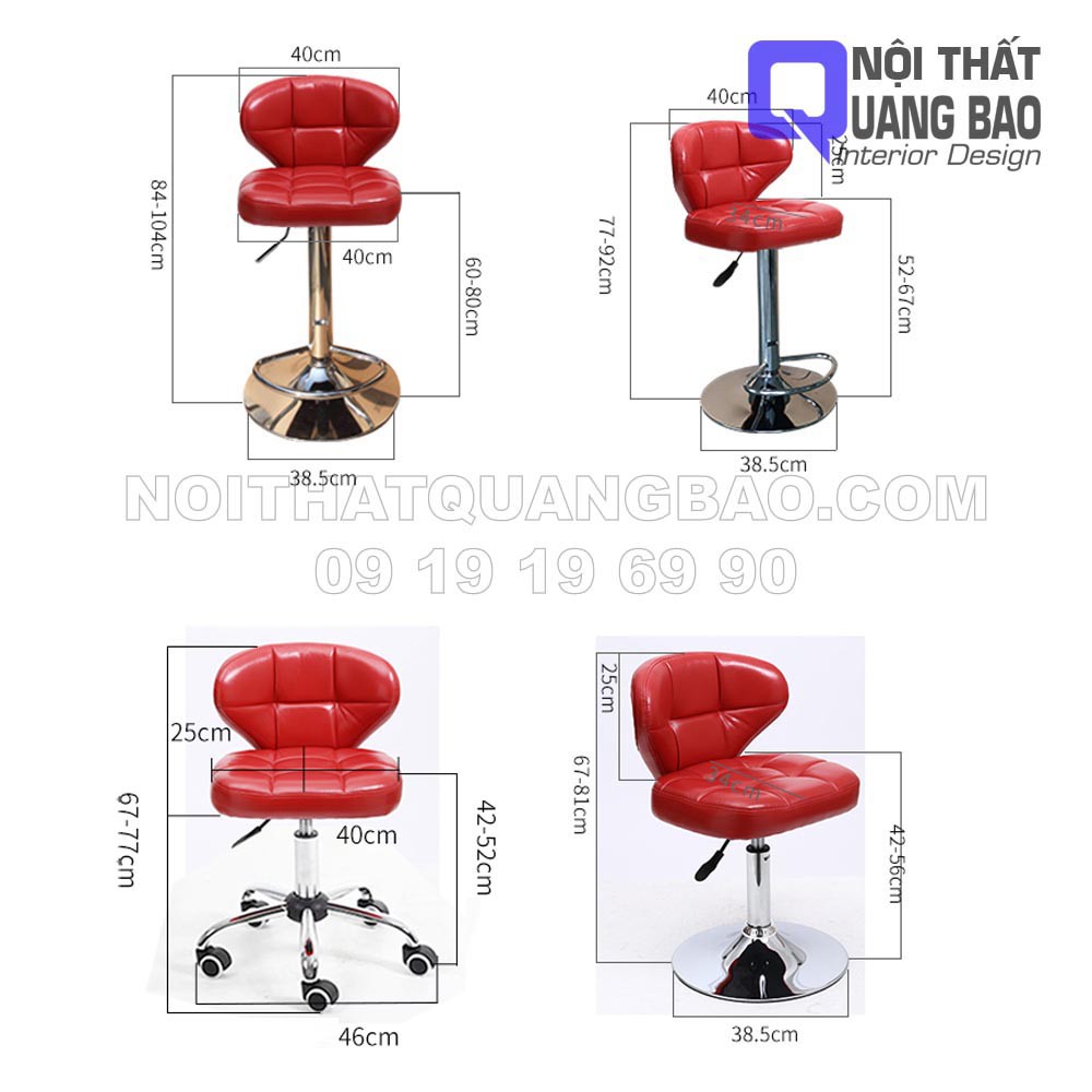 Ghế Bar Lưng Bọc Da Pu Cao Cấp, Chân Sắt Xoay Sơn Đen Hoặc Xi Mạ Có Nâng Hạ (QB-NT- GB09) | BigBuy360 - bigbuy360.vn
