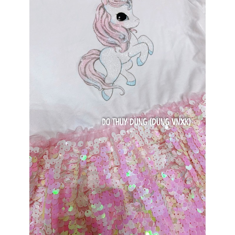 Váy nguại pony đính kim sa lật bé gái