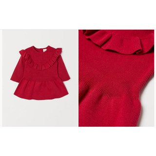 Váy len đỏ cổ bèo HM H&M_hàng chính hãng authentic