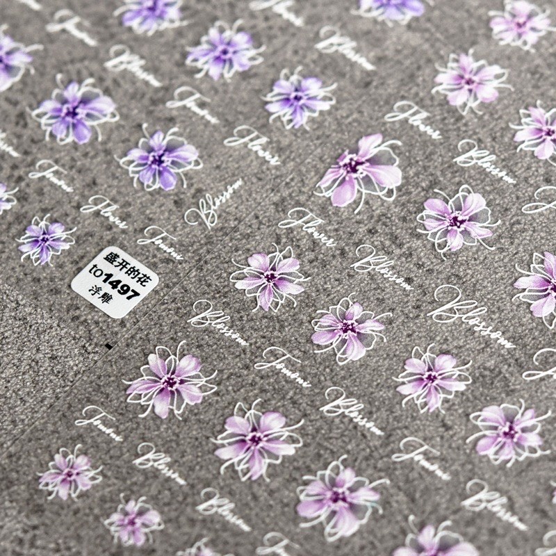 Sticker lụa 5d mẫu hoa cao cấp dán móng tay nail