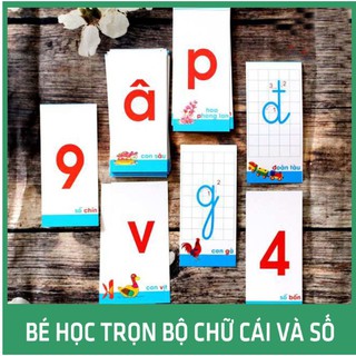 Bộ 44 Thẻ Học Nhận Biết Chữ Cái Và Số Đếm Cho Bé
