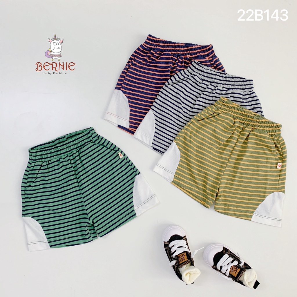 Bộ bé trai kẻ phối tay cá tính cho bé, bộ thun mềm hàng đẹp cho bé Bernie